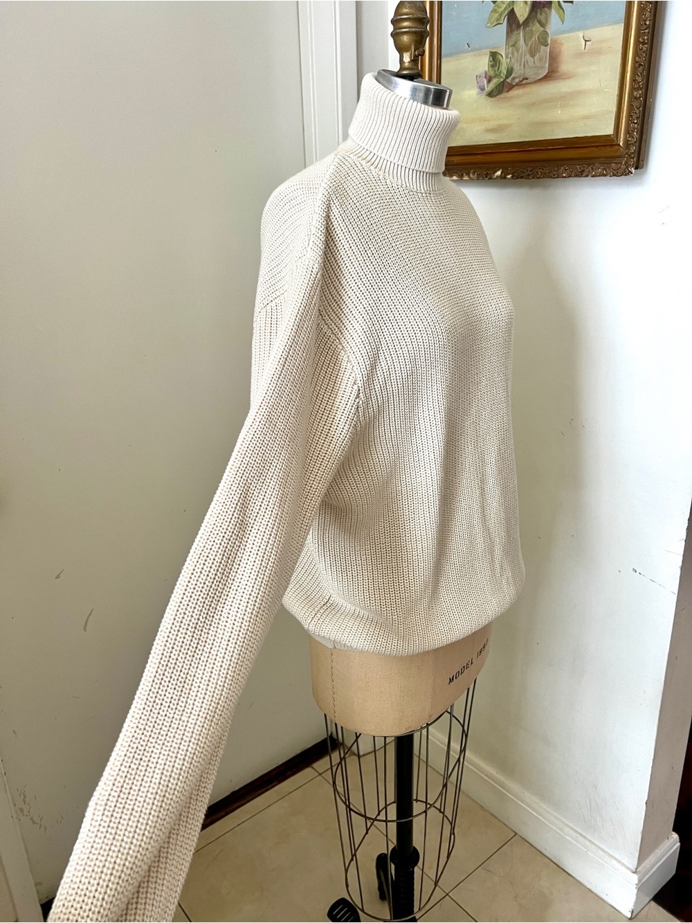 Brandy Melville Oversize Cream Turtleneck Knit Sweater